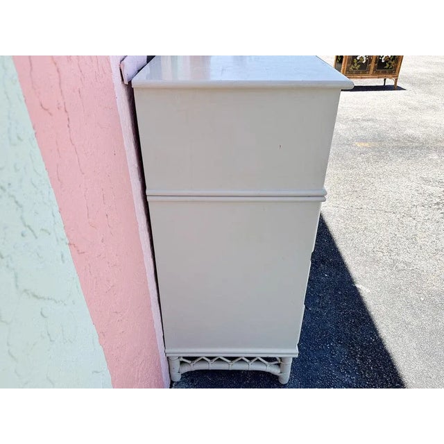 Ficks Reed Mid 20th Century Palm Beach Regency Ficks Reed Faux Bamboo Tall Chest For Sale - Image 4 of 12