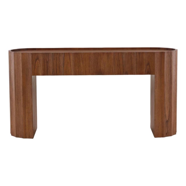Scalloped Oval Wood Console Table For Sale