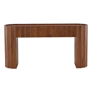 Scalloped Wood Rounded Console Table For Sale