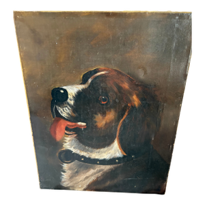 Late 19th Century Victorian Oil Painting of a St. Bernard Dog