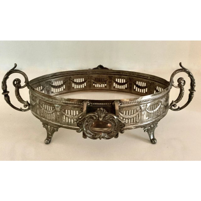 Metal Late 19th Century Silver Plate Wide Gallery Handled Oval Tray For Sale - Image 7 of 11