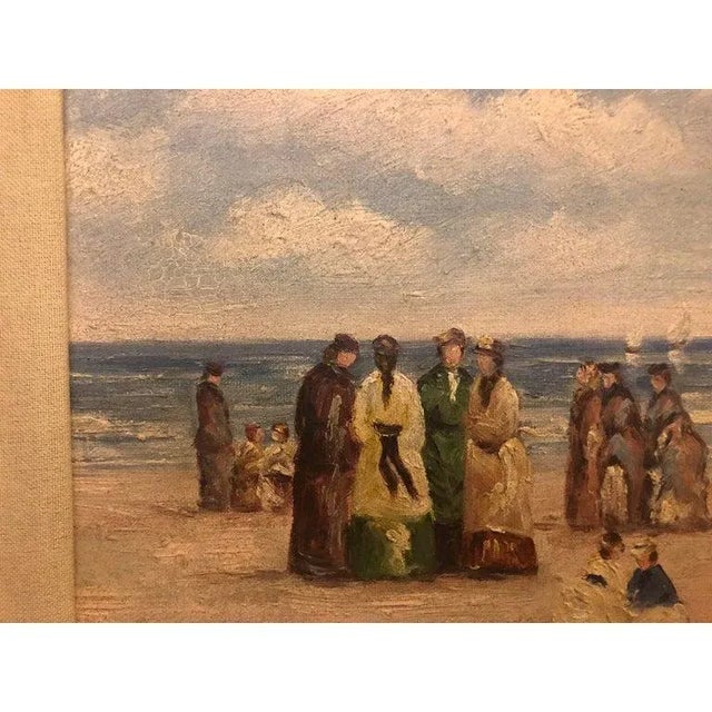Modern 1980s Oil on Canvas Beach Scene Impressionistic Painting For Sale - Image 3 of 7