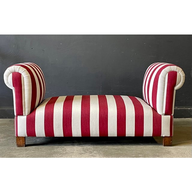Ruby Red Red and White Striped Antique French Day Bed For Sale - Image 8 of 8