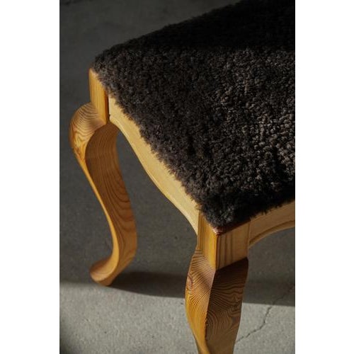 Wood Early 20th Century Danish Classic Pine Stools with Lambswool Seats, 1920s, Set of 2 For Sale - Image 7 of 18