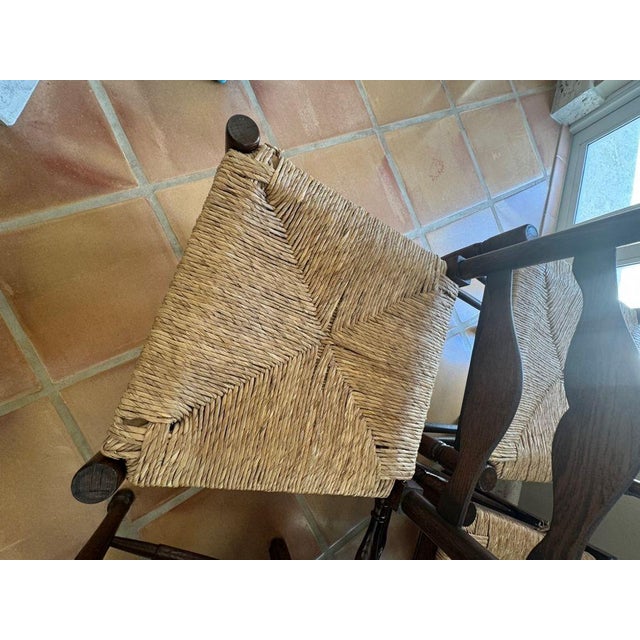 Vintage Ladderback Side Dining Chairs With Rush Seats - Set of 6 For Sale - Image 15 of 17