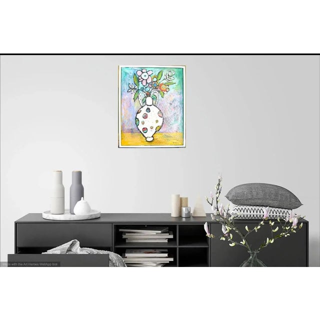 “White in Flowers in Ia Sculptural Vase” - Framed Oil Painting For Sale - Image 4 of 7
