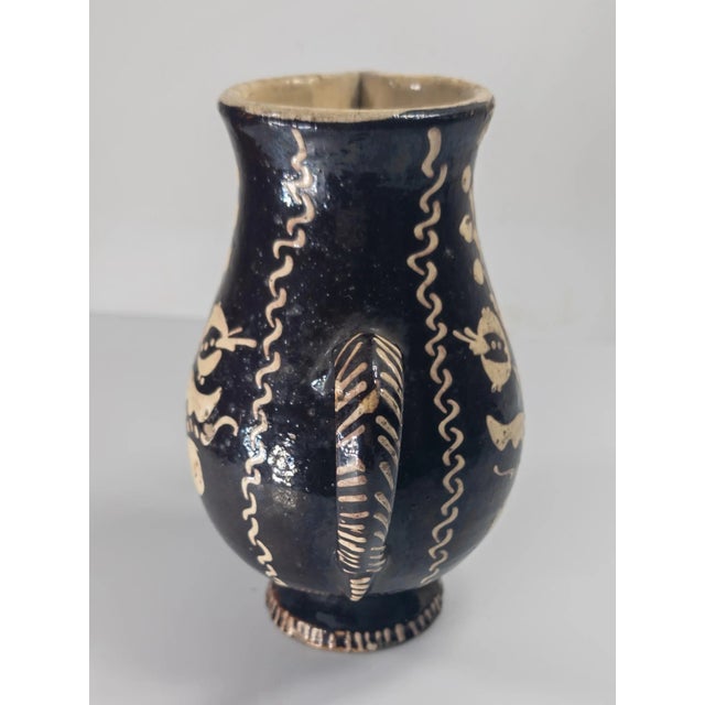 Late 19th Century 19th Century European or American Folk Art Slip Decorated Pitcher Jug For Sale - Image 5 of 12