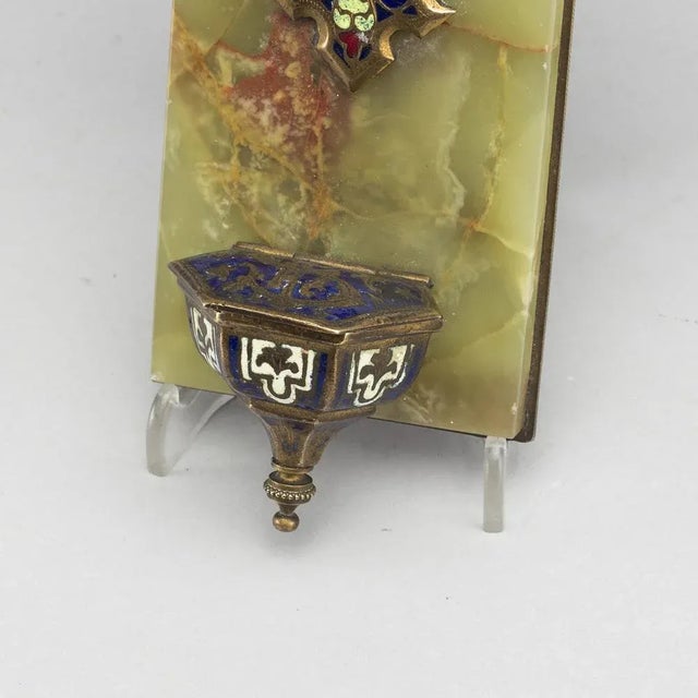 European Crucifix in Partitioned Enamel and Agathe on Brass, 1920s For Sale - Image 4 of 5