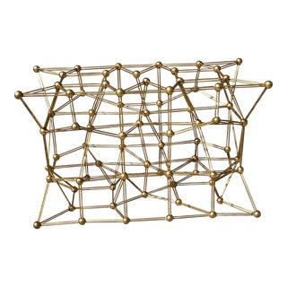 Vintage Worlds Away Gold Leaf “Molecule” Metal Dining Console Table Base For Sale