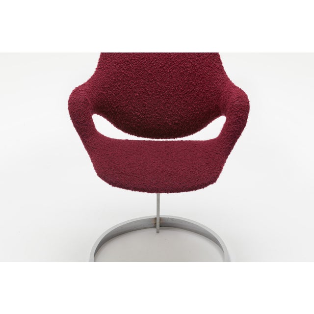 Sculptural Scimitar Dining Set in Burgundy Bouclé, 1970s, Set of 6 For Sale - Image 10 of 18