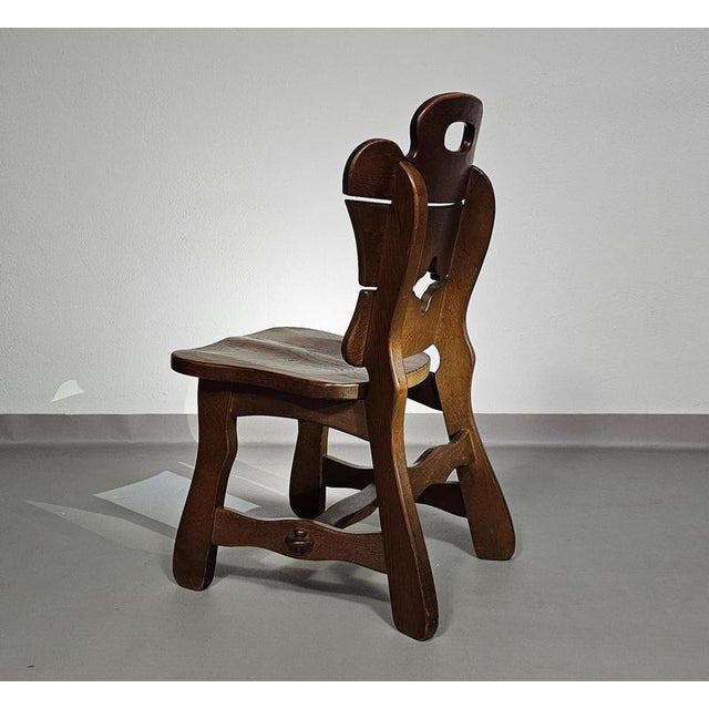 Brutalist Oak Dining Chairs, 1960s, Set of 4 For Sale - Image 5 of 18