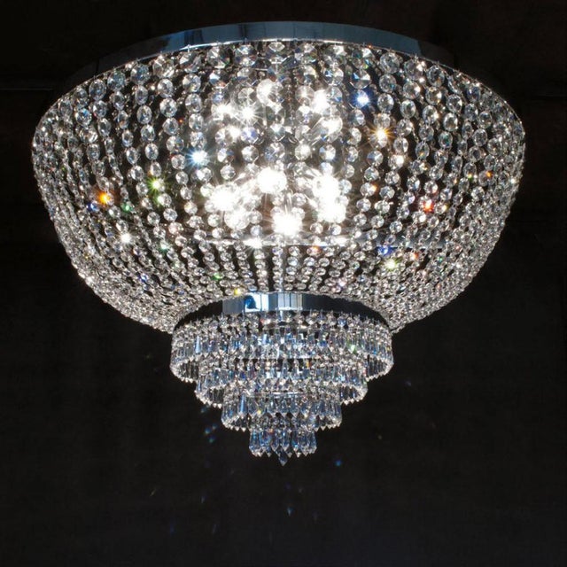 Allure 6 lights flush mount in polished chrome and crystal by aggiolight. Dimensions: d 80 x h 53 cm. Materials: polished...