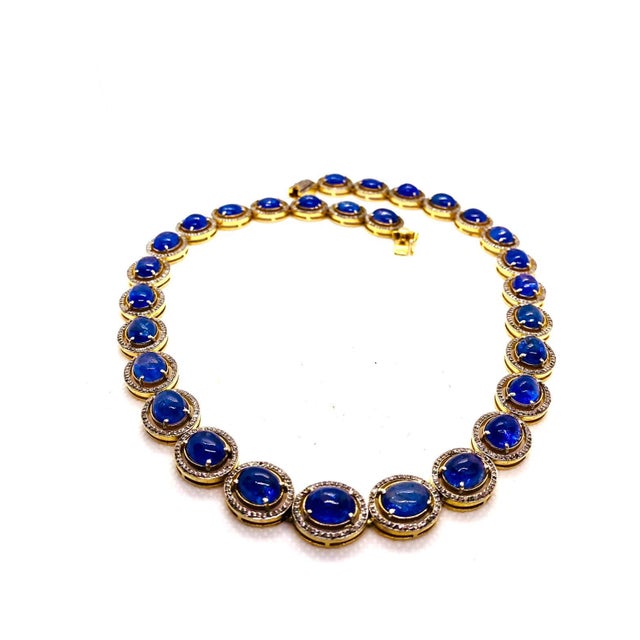 Bochic “Capri” Vintage Tanzanite & Diamond Necklace Set 18K Gold & Silver For Sale - Image 12 of 13
