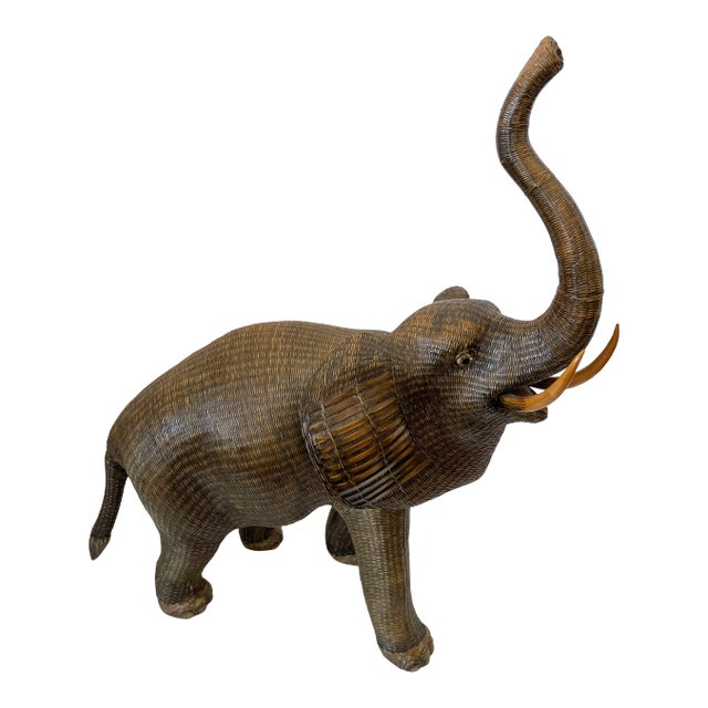 Large Chinese Wicker Elephant Box, Early 20th C For Sale
