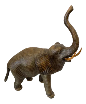 Large Chinese Wicker Elephant Box, Early 20th C