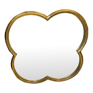 Four Leaf Clover Shaped Gilt Iron Mirror For Sale