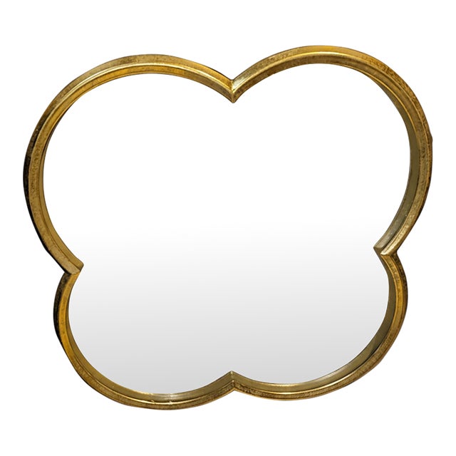 Four Leaf Clover Shaped Gilt Iron Mirror For Sale