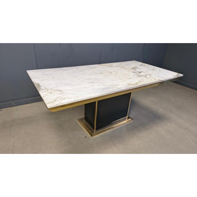 Vintage White Marble and Brass Dining Table, 1970s For Sale - Image 4 of 14
