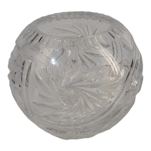 Vintage Cut Crystal Sunburst Rose Bowl Vase