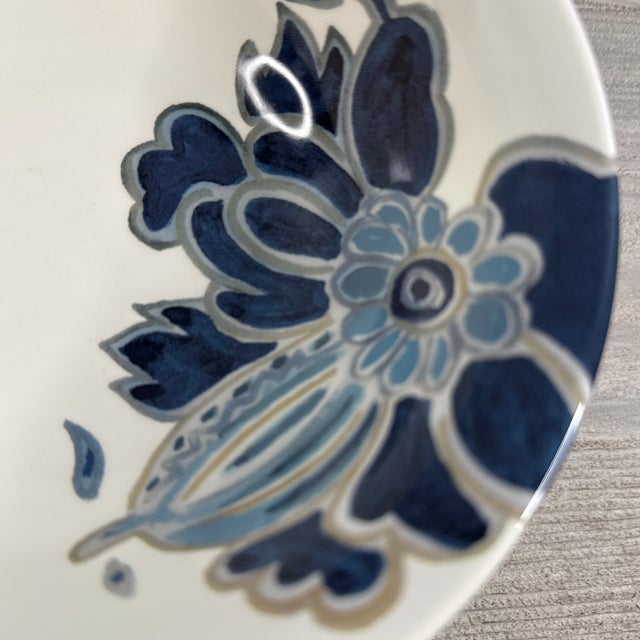 Gien “Indigo” Blue & White Floral Cereal Bowl 7” France For Sale In West Palm - Image 6 of 8