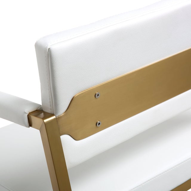 Director White Vegan Leather & Gold Steel Counter Stool For Sale In Los Angeles - Image 6 of 10