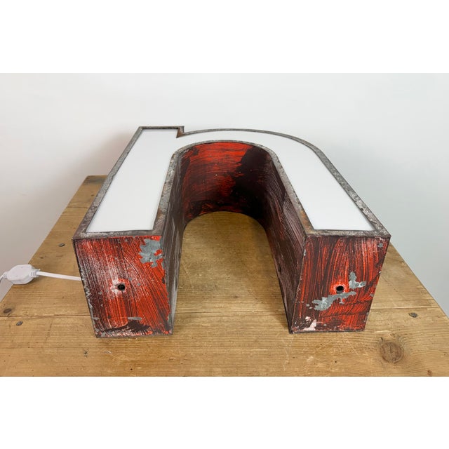 Vintage Illuminated Advertising Letter N, 1960s For Sale - Image 11 of 15