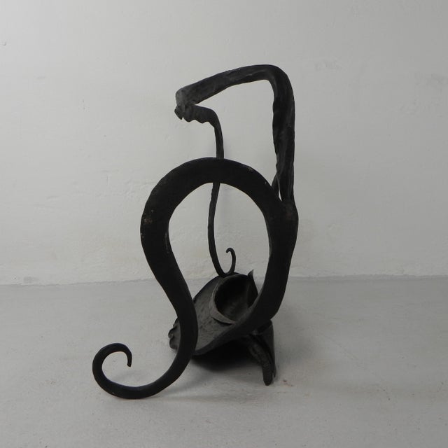 Black Art Nouveau Umbrella Stand in Steel and Copper, 1920s For Sale - Image 8 of 18