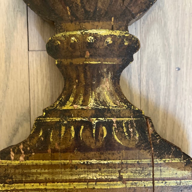 Late 19th Century Italian 18th Century Trompe L’oeil Neoclassical Style Handpainted Urn Form Wall Ornament With Hand Forged Flower Sculpture For Sale - Image 5 of 9