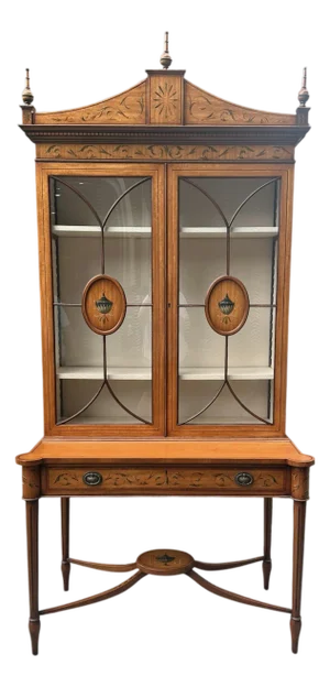 Vintage Adams Style Paint Decorated Display China Cabinet