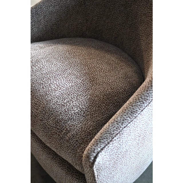 Contemporary Chenille Upholstered Swivel Chairs For Sale - Image 3 of 10