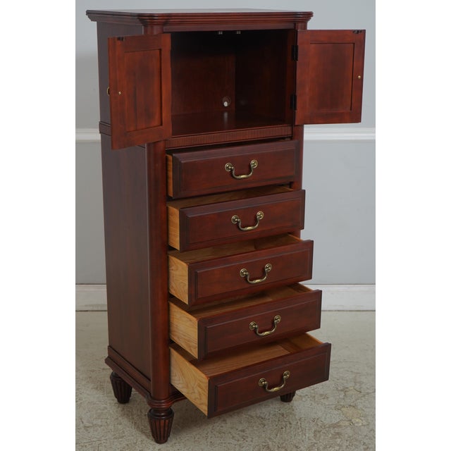 Traditional Durham Cherry 2 Door 5 Drawer Lingerie Chest For Sale - Image 3 of 17