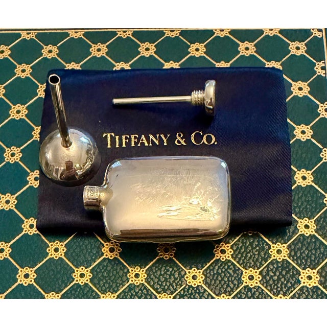 Tiffany and Co. Tiffany & Co. Miniature Sterling Silver Traveling Perfume Flask and Funnel Set, Monogrammed W. F. For Sale - Image 4 of 12