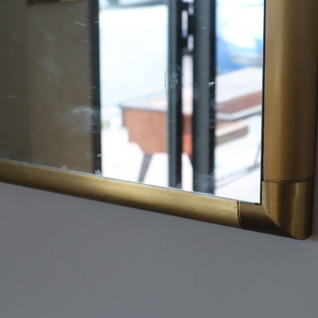 Vintage Brass Mirror in the style of Tommaso Barbi, 1970s For Sale - Image 4 of 6