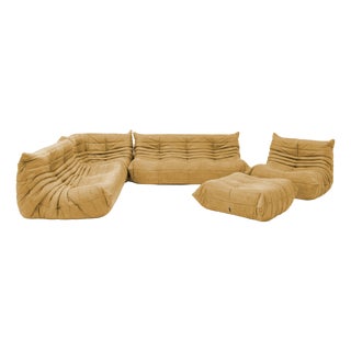 Togo Sofa in Curry Microfiber by Michel Ducaroy for Ligne Roset, Set of 5 For Sale