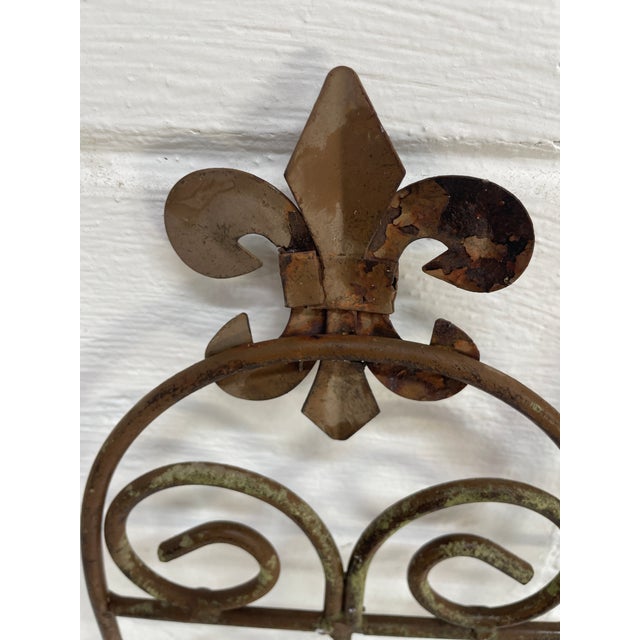 Metal 19th Century Hand Forged Wrought Iron Small Glass Insert Panel From New Orleans For Sale - Image 7 of 7
