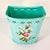 Metal 1950s Vintage Hollywood Regency Boho Chic Turquoise Handpainted Flora Metal Wastebasket For Sale - Image 7 of 18