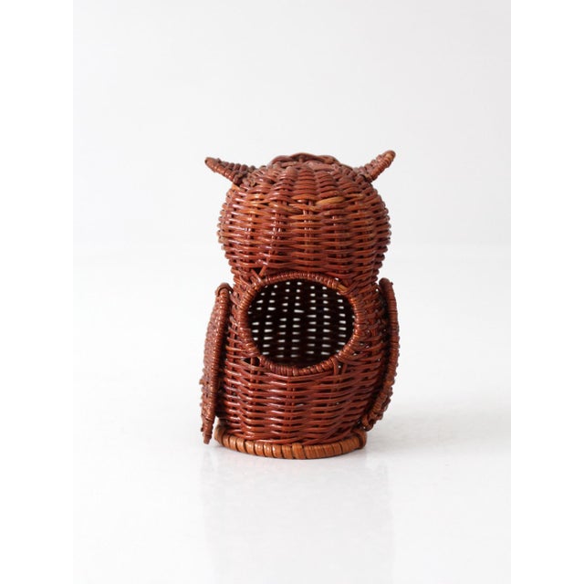 Mid 20th Century Vintage Wicker Owl Basket For Sale - Image 5 of 12