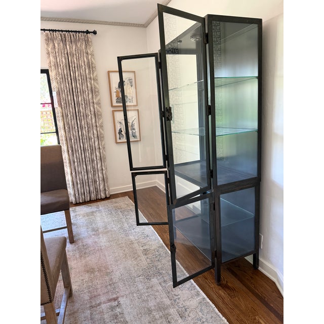 Black Industrial Iron & Glass Display Cabinet For Sale - Image 8 of 11