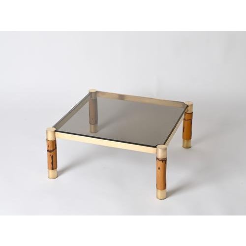 Italian Brass and Bamboo Coffee Table, 1970s For Sale - Image 8 of 14