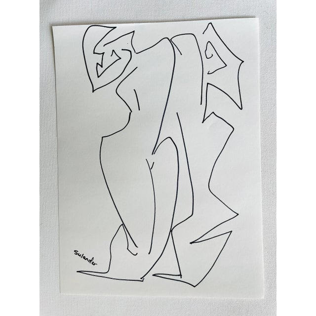 2020s Post-Modern Figurative Drawing by Erik Sulander in Ink on Paper, Signed, Framed. For Sale - Image 5 of 5