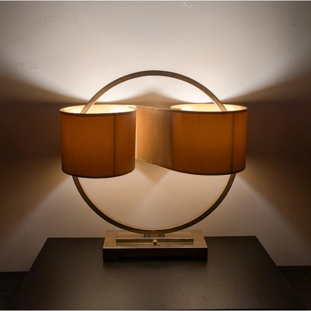 Contemporary Modern Contemporary Double Drum Continuous Shade Lamp For Sale - Image 3 of 9