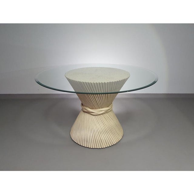Light Yellow Vintage Sheaf of Wheat Bamboo Dining Table from McGuire, USA For Sale - Image 8 of 16
