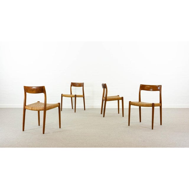 Wood Teak Model 77 Chairs by Niels O. Möller for J.L. Møllers, Denmark, Set of 4 For Sale - Image 7 of 18