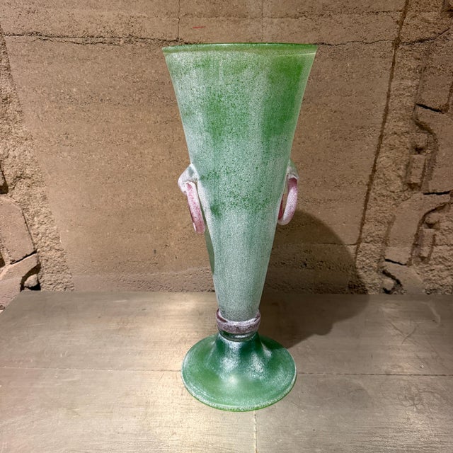 Classic Mid-Century Italian Murano Glass Scavo Vase Decorative For Sale - Image 11 of 12