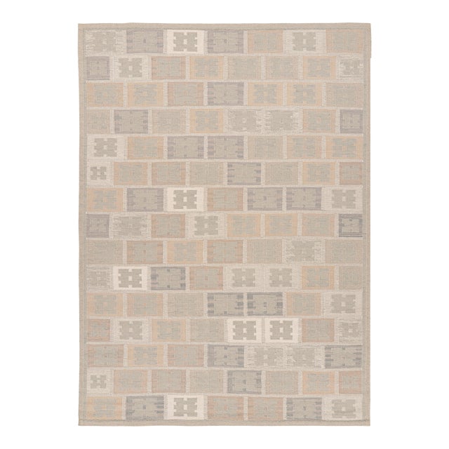 Rug & Kilim’s Scandinavian Style Rug in Brown & Green With Geometric Patterns For Sale