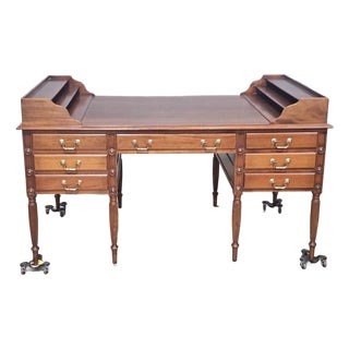 Late 20th Century Kittinger George Washington Presidental Mahogany Partner's Desk Sheraton Style For Sale