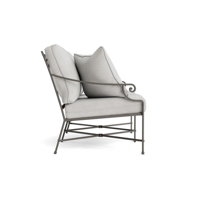 Contemporary Brown Jordan Venetian Loveseat, Mica frame with Fusion Dove fabric For Sale - Image 3 of 11