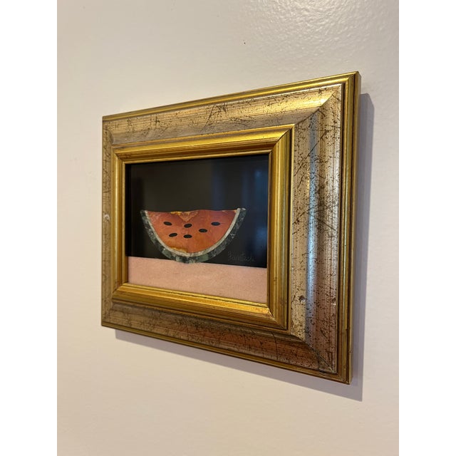 Mid Century Fantechi Watermelon Pietra Dura Framed Artwork, Italy, Circa 1960 For Sale - Image 4 of 7