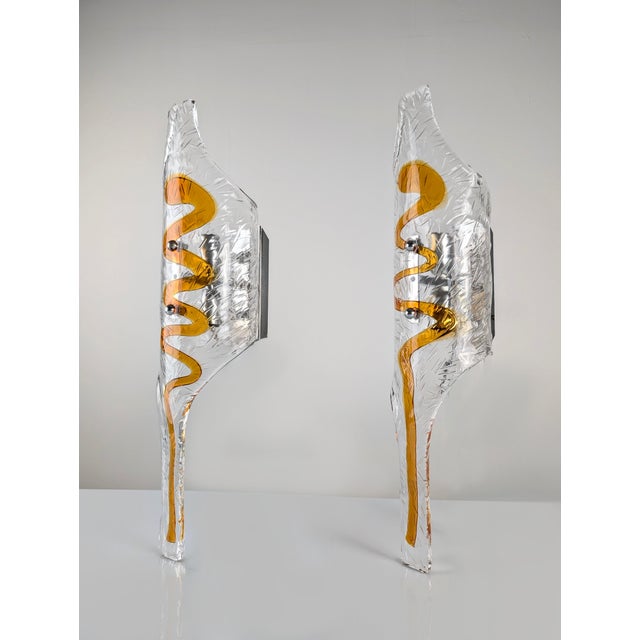 Murano Glass Sconces by Toni Zuccheri for Mazzega, Italy, 1970s, Set of 2 For Sale - Image 9 of 9