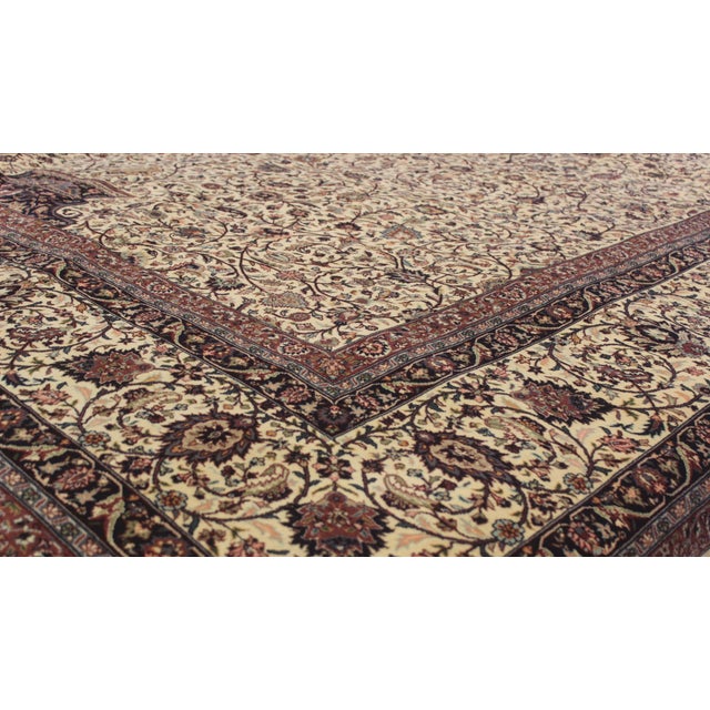 Shabby Chic Ivory Fine Handmade Rug 9.2x12 For Sale - Image 4 of 9